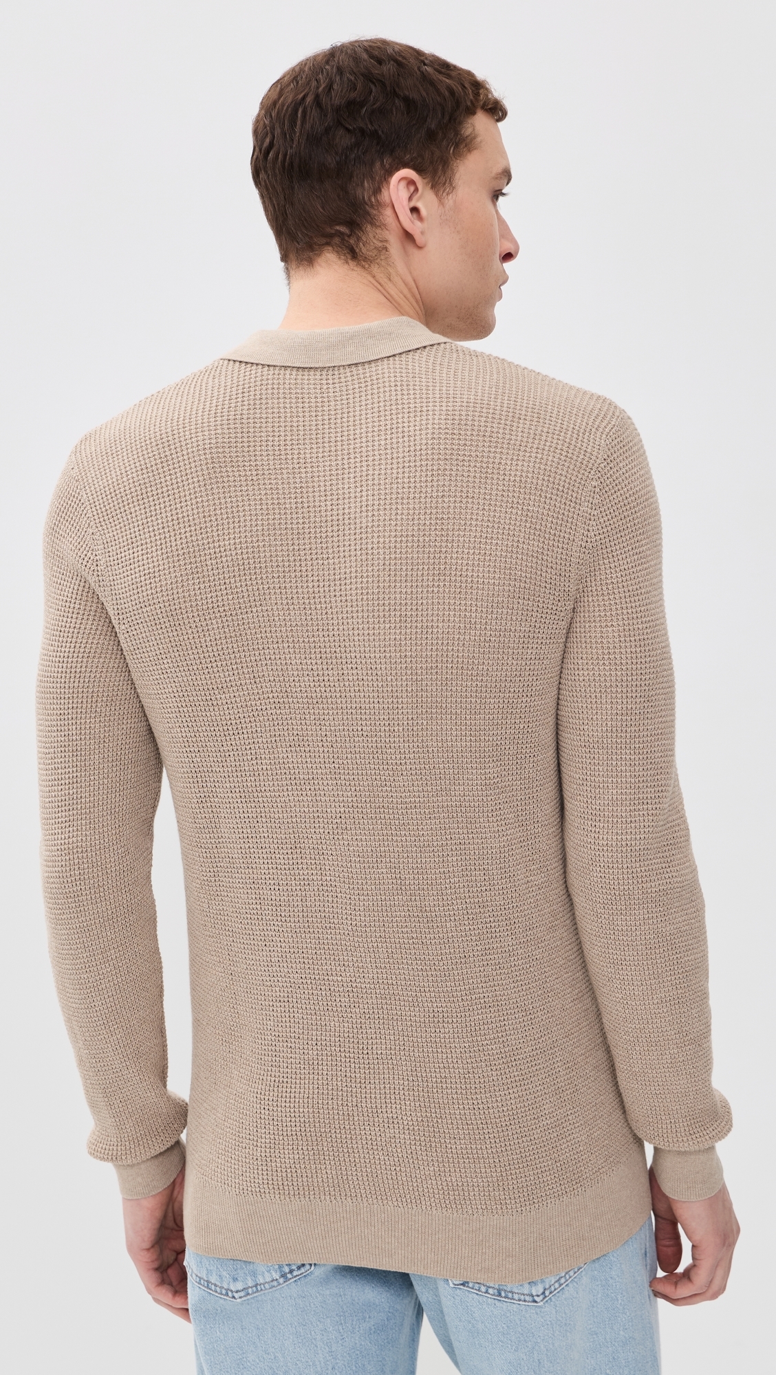 Long Sleeve Sunwashed Sweater Polo Natural
