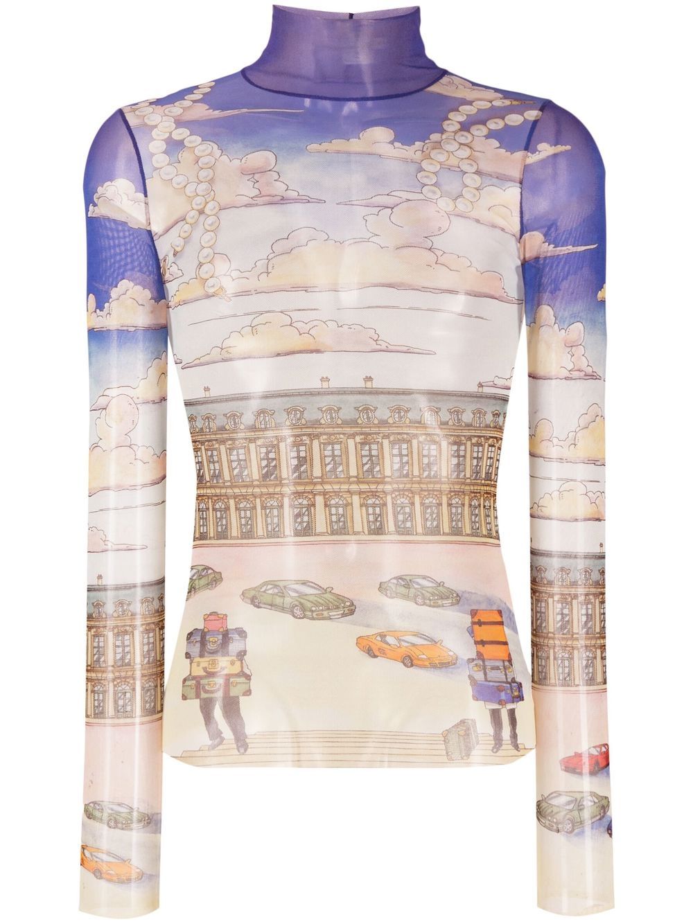 Illustration-print top - Blue