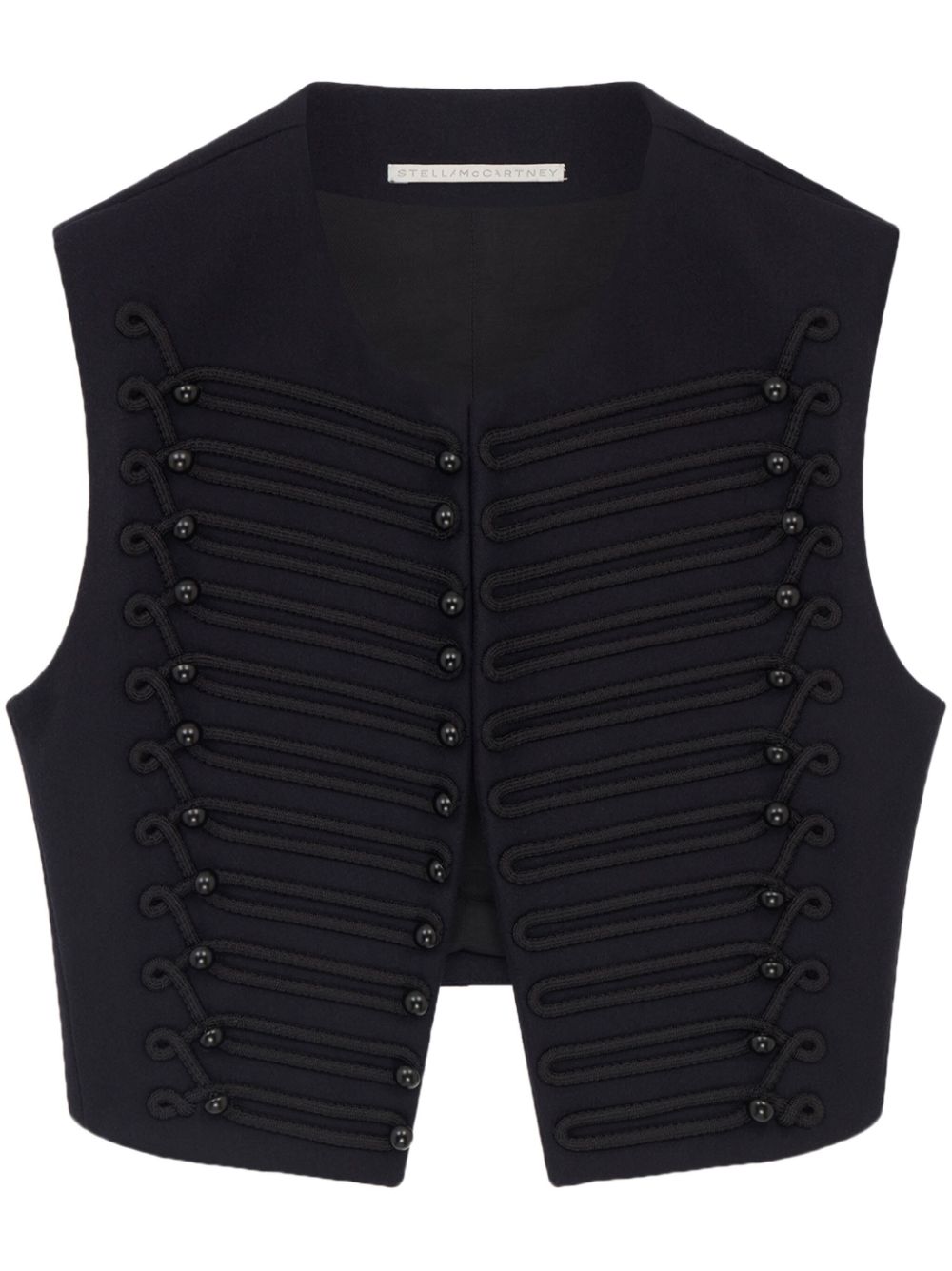 Braided cropped wool waistcoat - Black