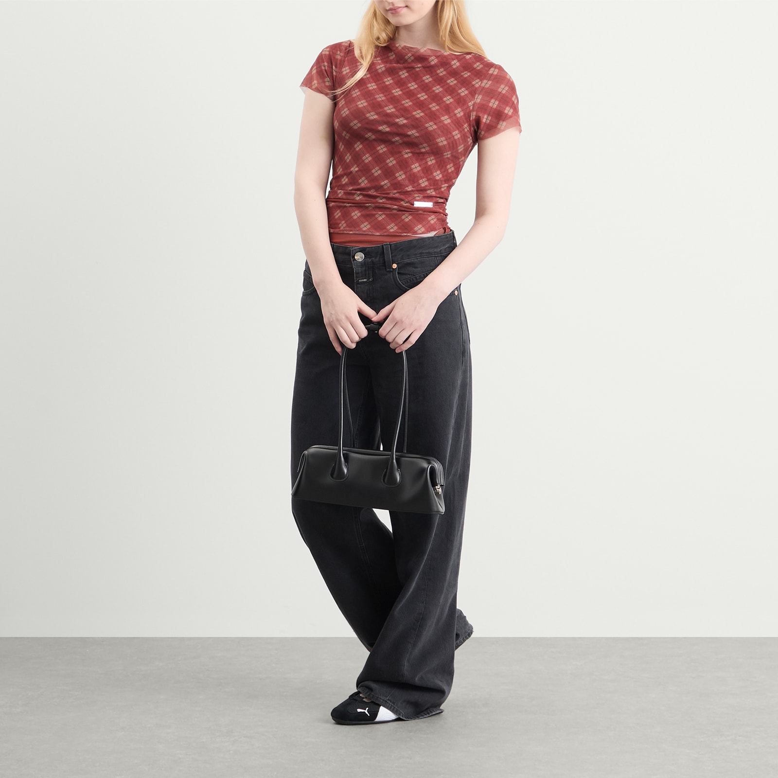 Women's Retro Check Mesh Top Multi