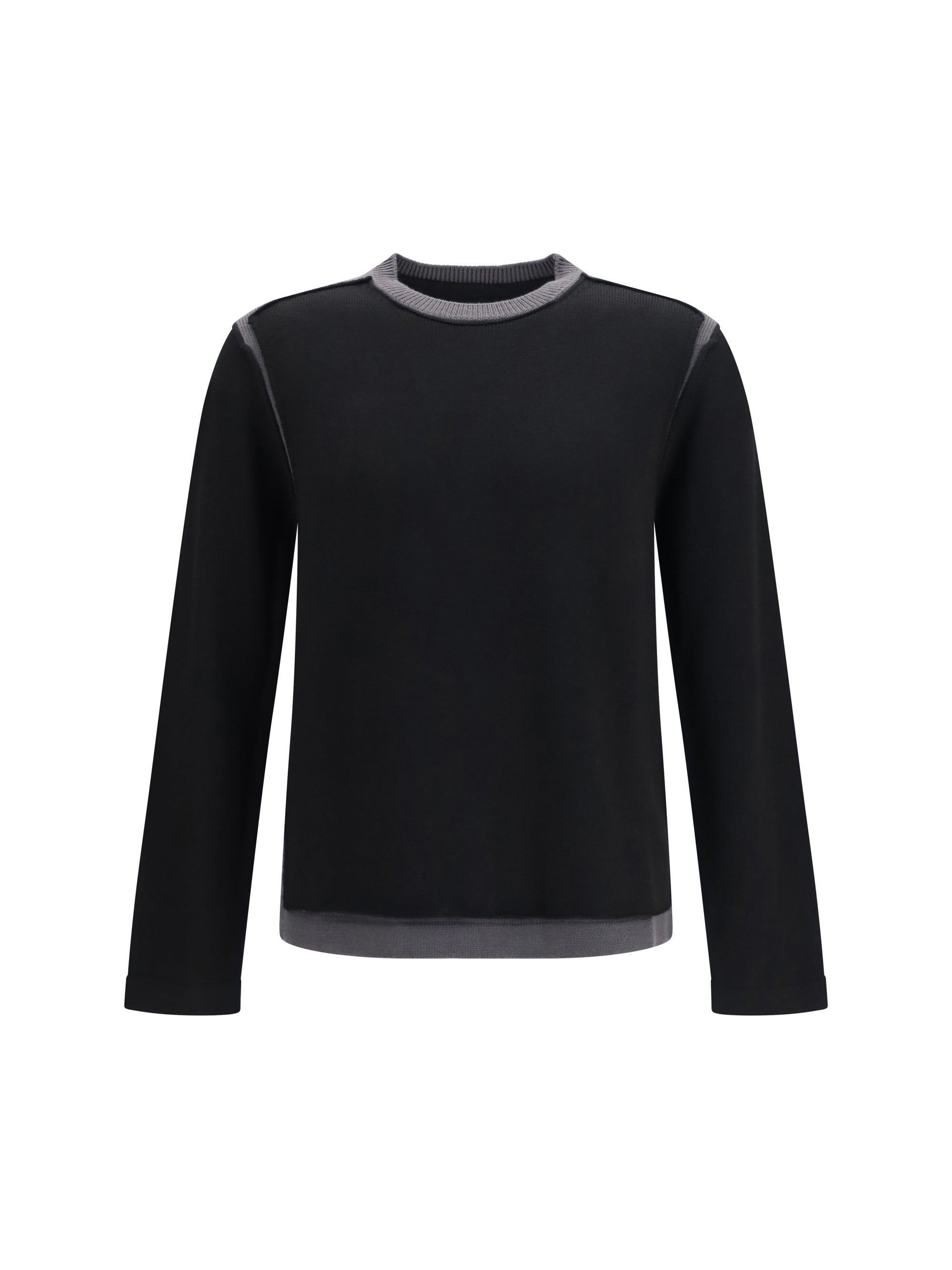Merino Wool Crew-Neck Sweater — Black