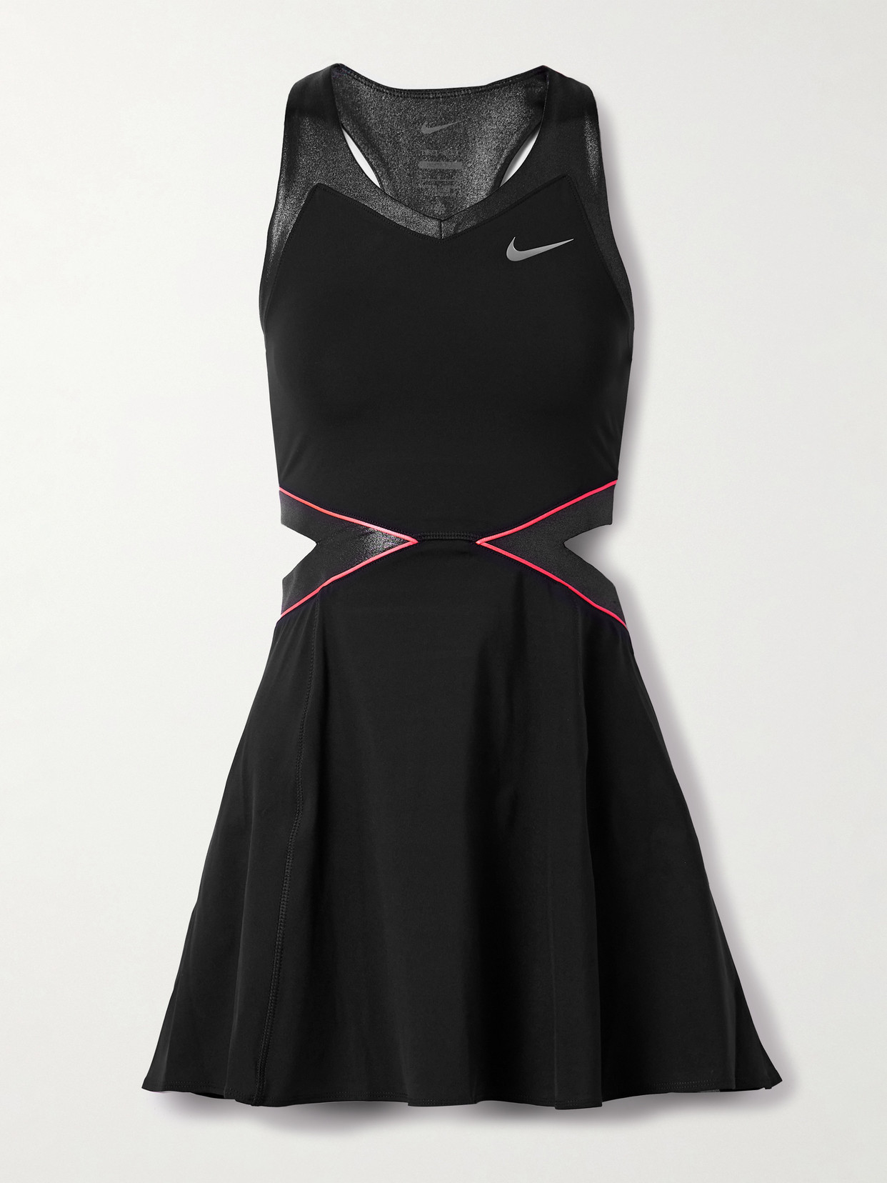 Court Slam Cutout Metallic Dri-fit And Mesh Tennis Dress - Black
