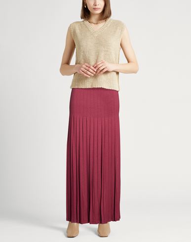 Woman Maxi skirt Burgundy Size 10 Viscose, Wool, Elastane