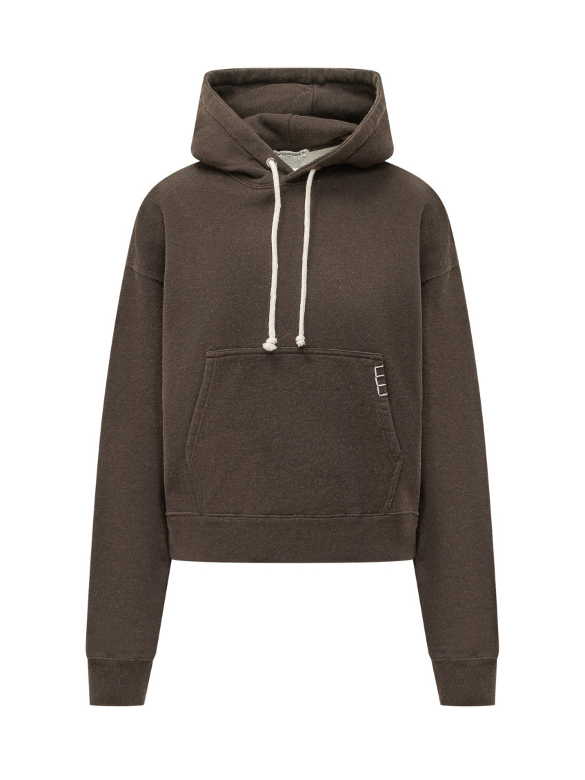 Brown Solid Hood Sweatshirt