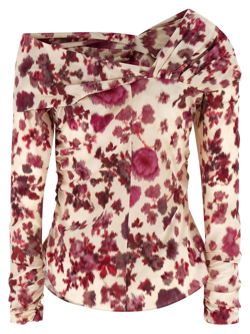 Isabel Marant - asymmetric draped knot ruched silk top
