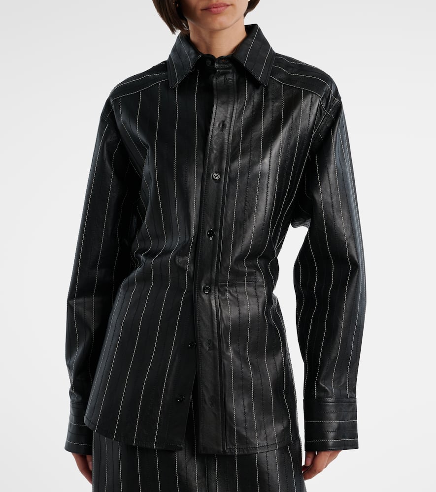 Belted leather jacket
