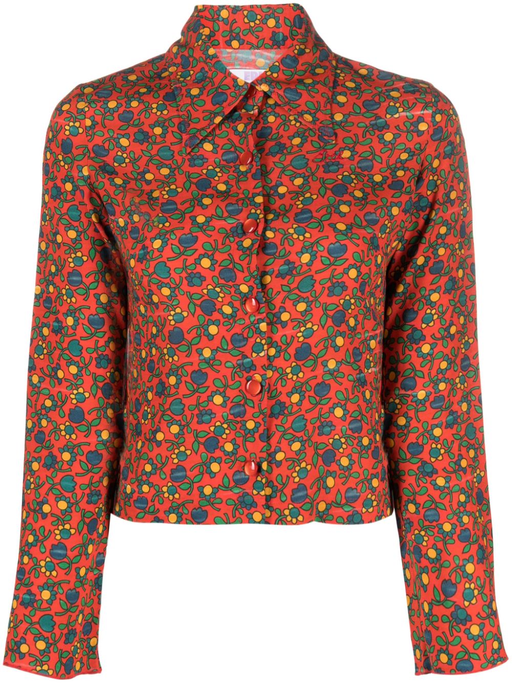Folksy Flower long-sleeve - Orange