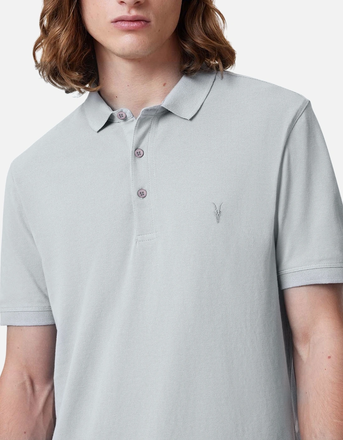 Allsaints Men's All Saints Reform Mens Polo Shirt Summer Cotton Top - Grey