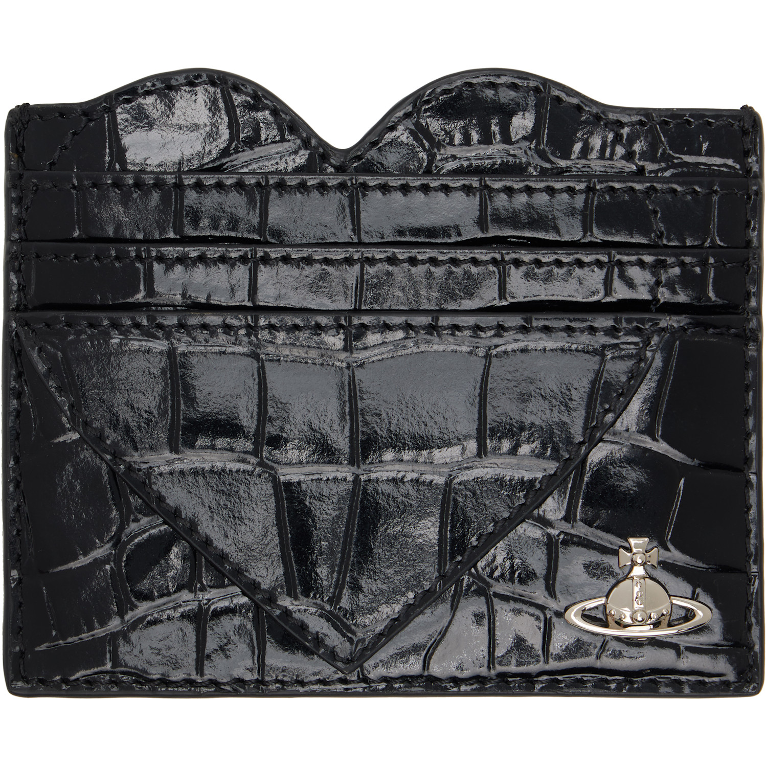 Black Croc Heart Card Holder