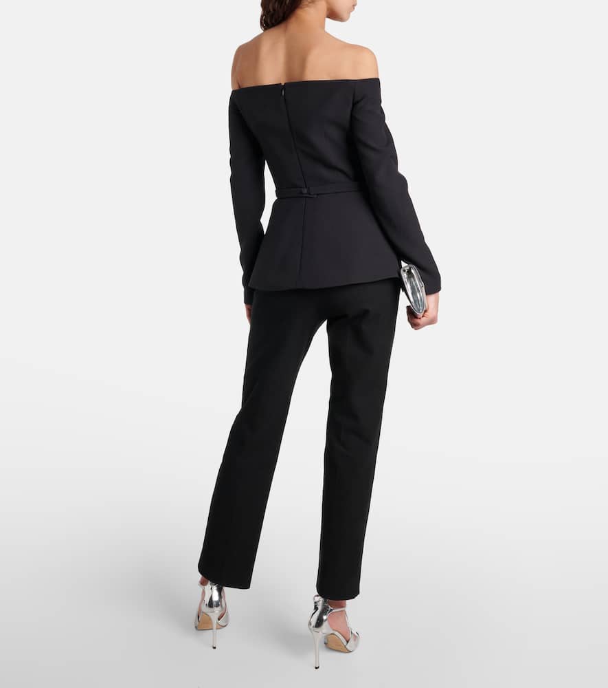 Brien off-shoulder crêpe peplum top