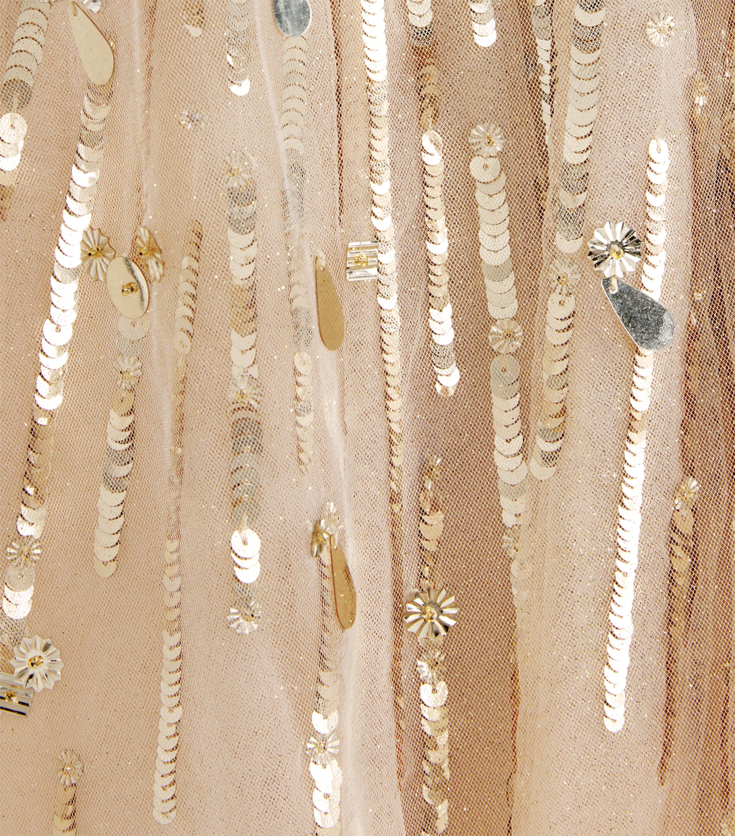 Tulle Embellished Goldy Cape Dress