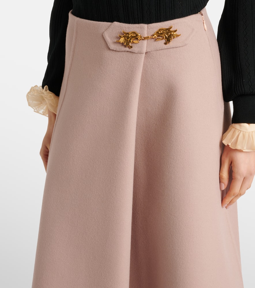 Wool and cashmere midi skirt