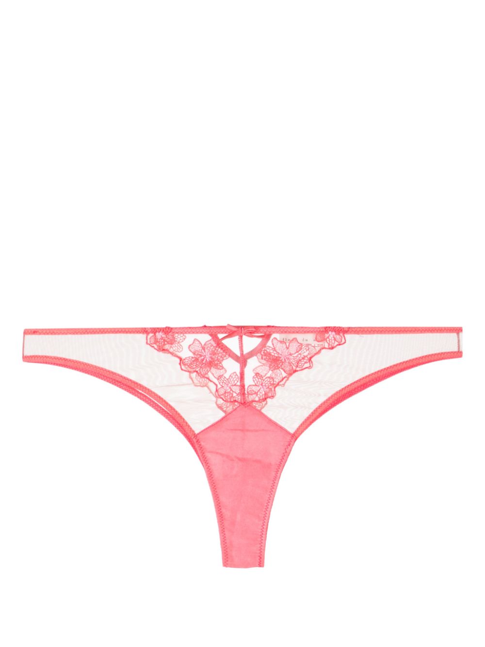 Petal floral-appliqué Cheeky thong - Pink