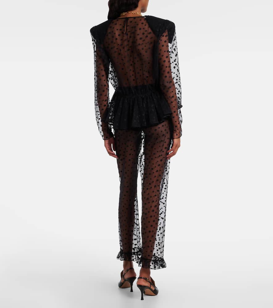 Chloé Polka-dot cotton-blend tulle straight pants