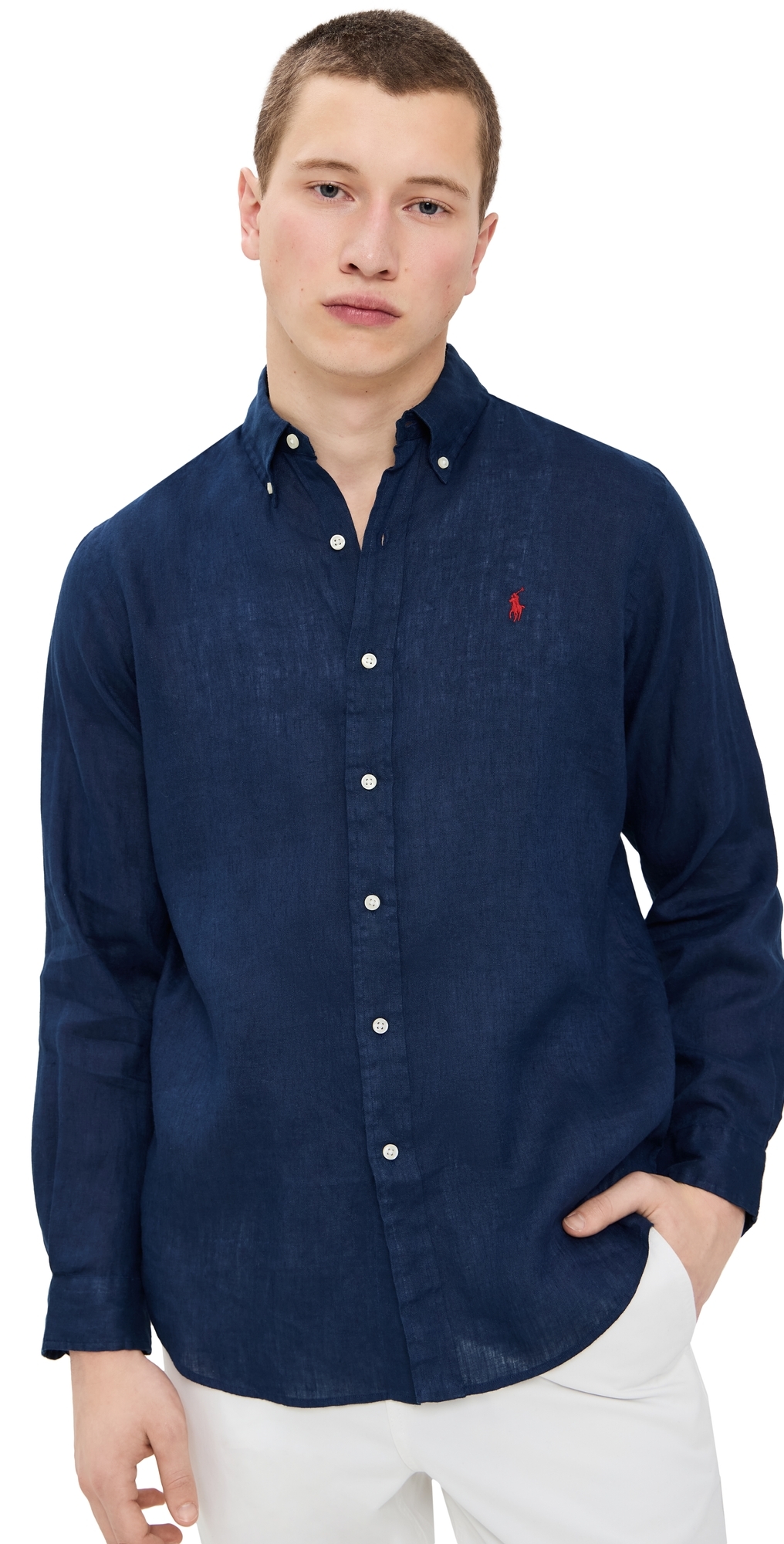 Long Sleeve Linen Shirt Newport Navy