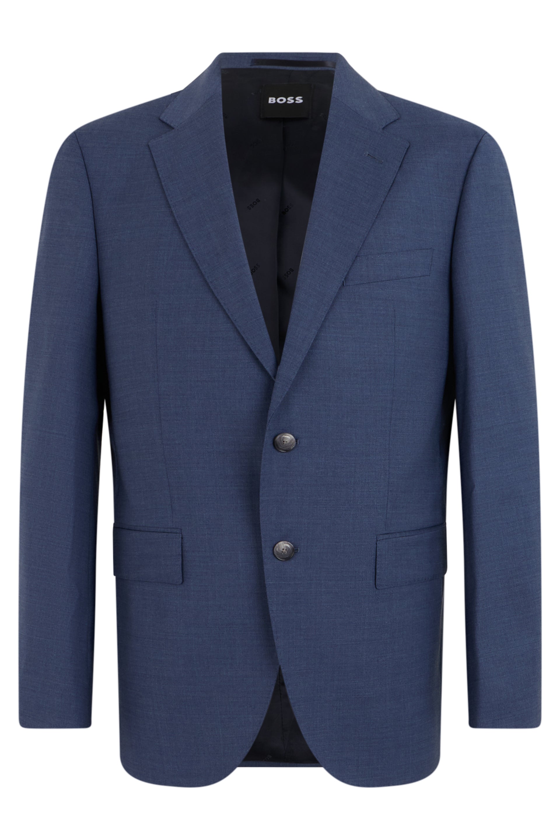 Single-Breasted Wool Blazer with Classic Collar and Side Pockets