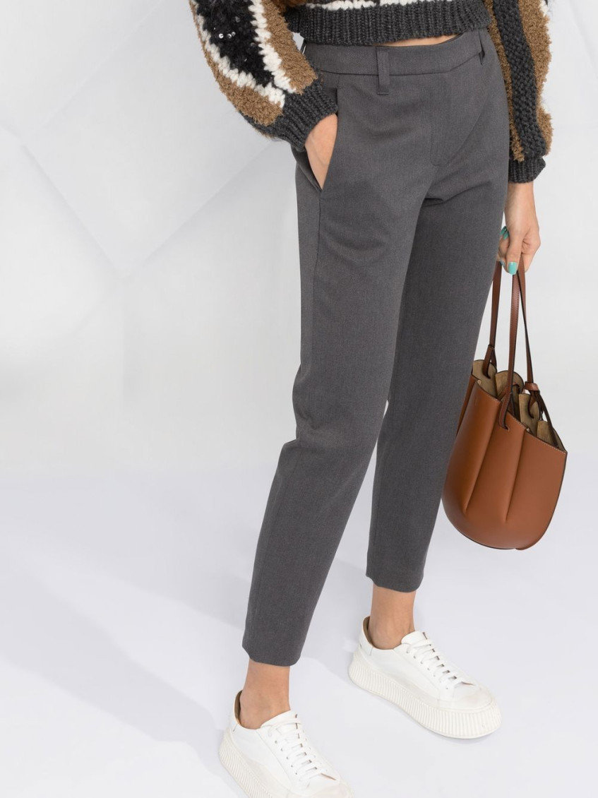 Grey Long cotton trousers