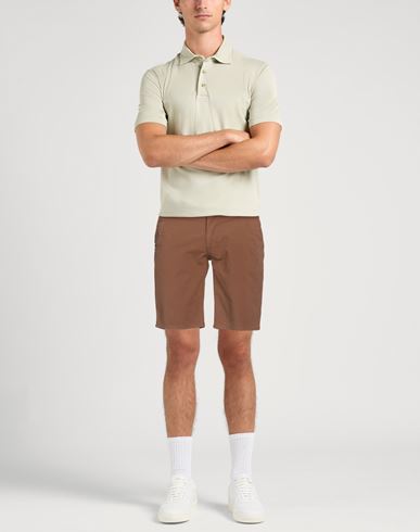 Man Shorts & Bermuda Shorts Brown Size 32 Cotton, Elastane