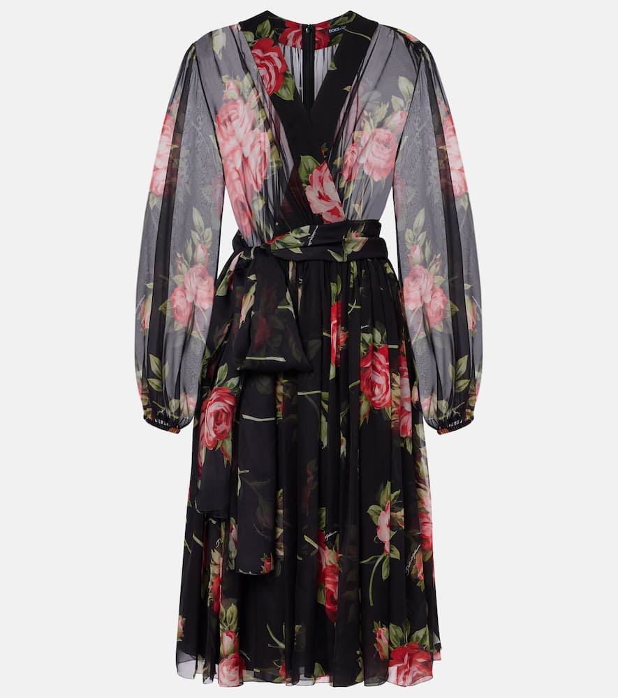 Floral silk midi dress