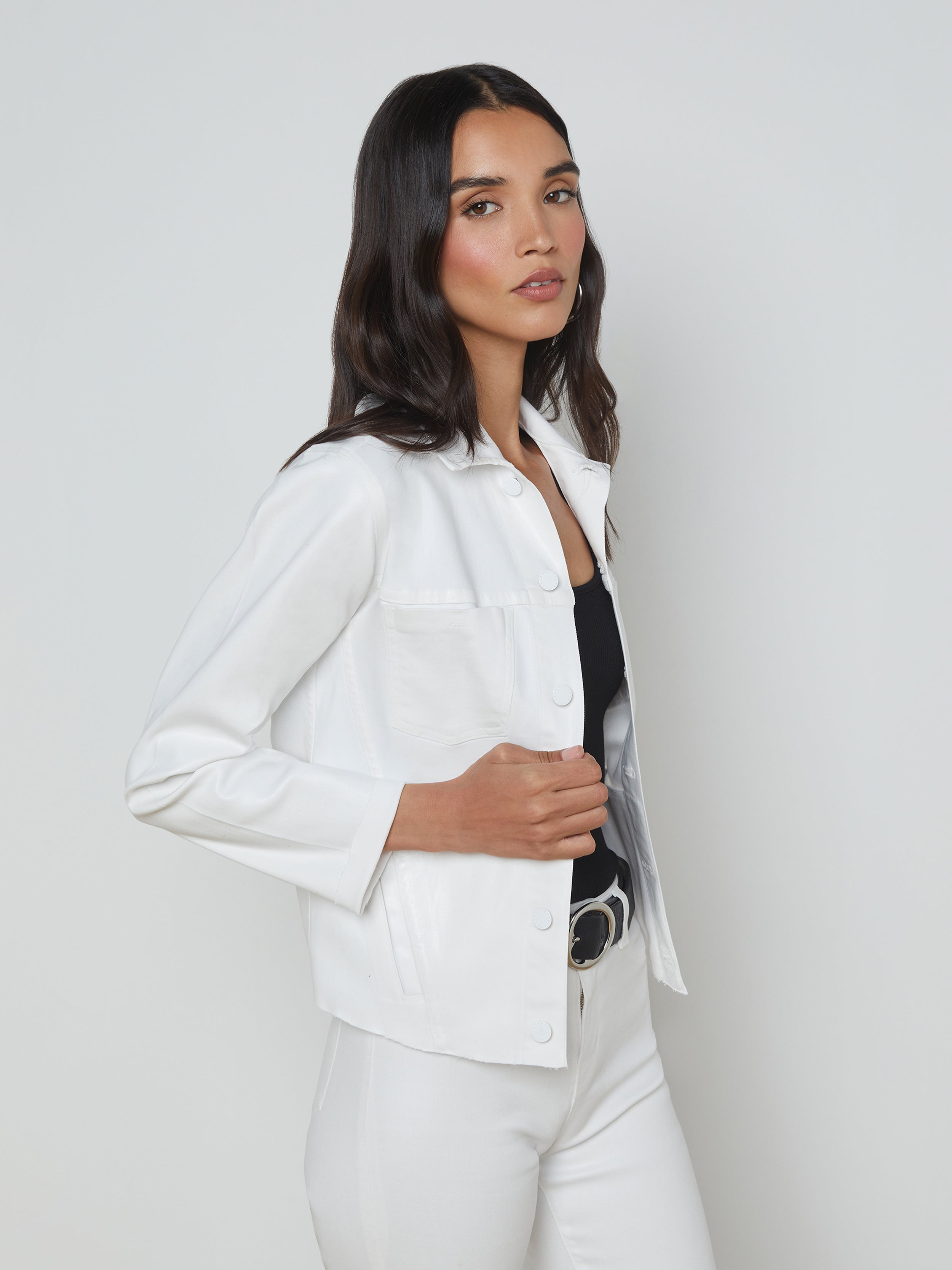 Janelle Coated Denim Jacket In Blanc Coated
