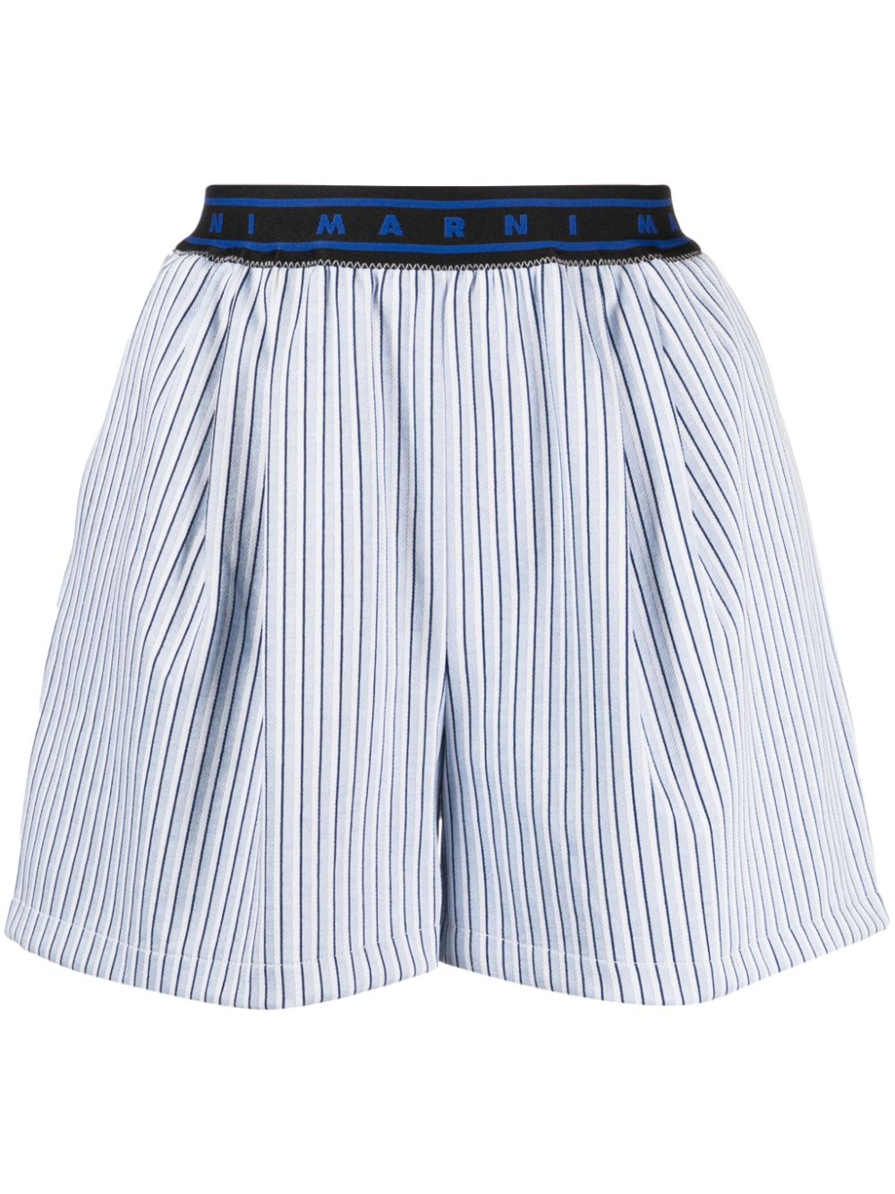 Logo-waistband striped shorts - Blue