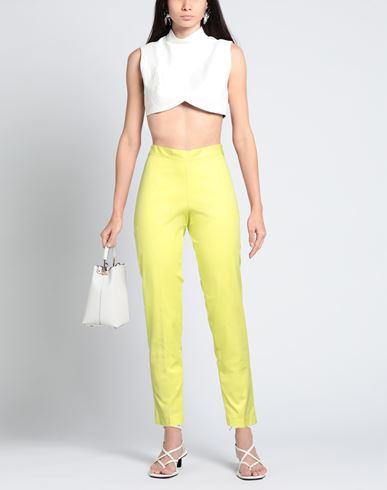 Hira Woman Pants Lime green Size 6 Cotton, Elastane