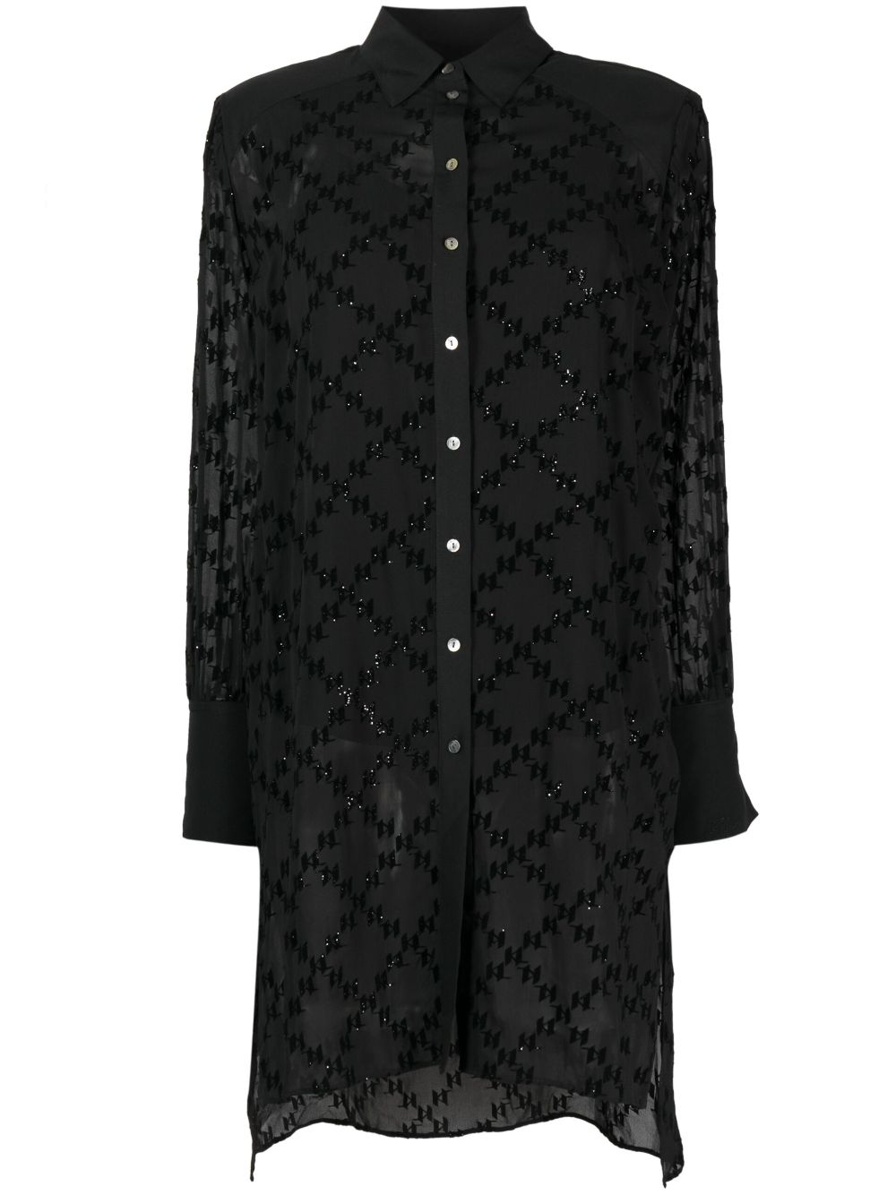 Monogram-jacquard glitter-detail shirt - Black
