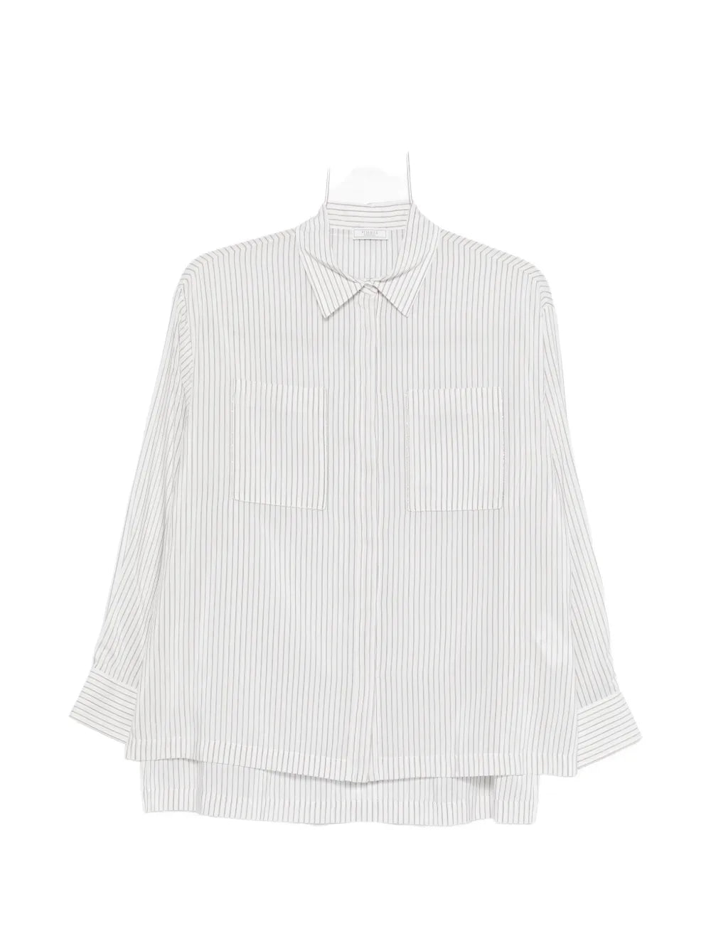 Striped Cotton-Silk Shirt — White