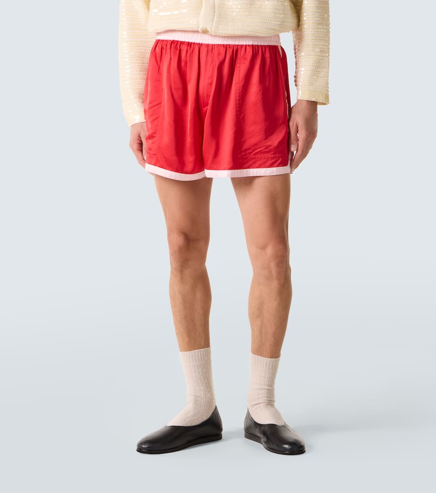 Heart Deco embroidered satin shorts
