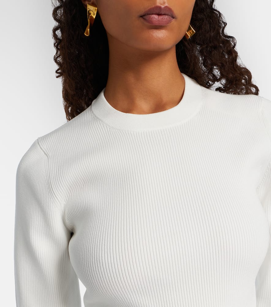 Ferrera broderie anglaise ribbed-knit top