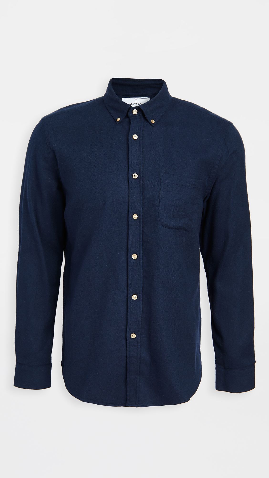 Teca Brushed Flannel Button Down Shirt Navy