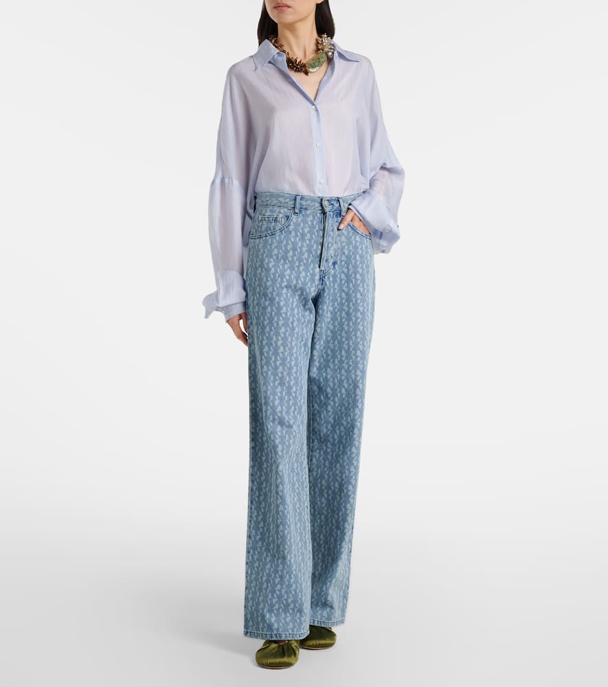 Printed wide-leg jeans
