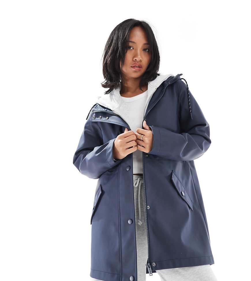 Raincoat with hood in navy