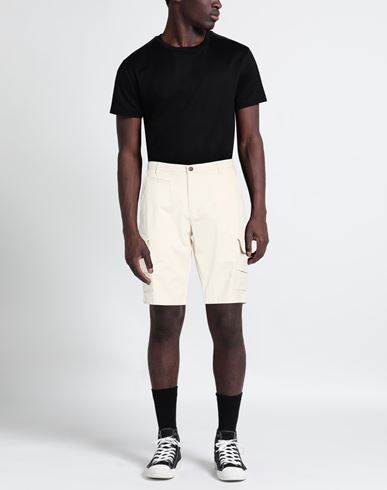 Man Shorts & Bermuda Shorts Ivory Size 34 Cotton, Elastane