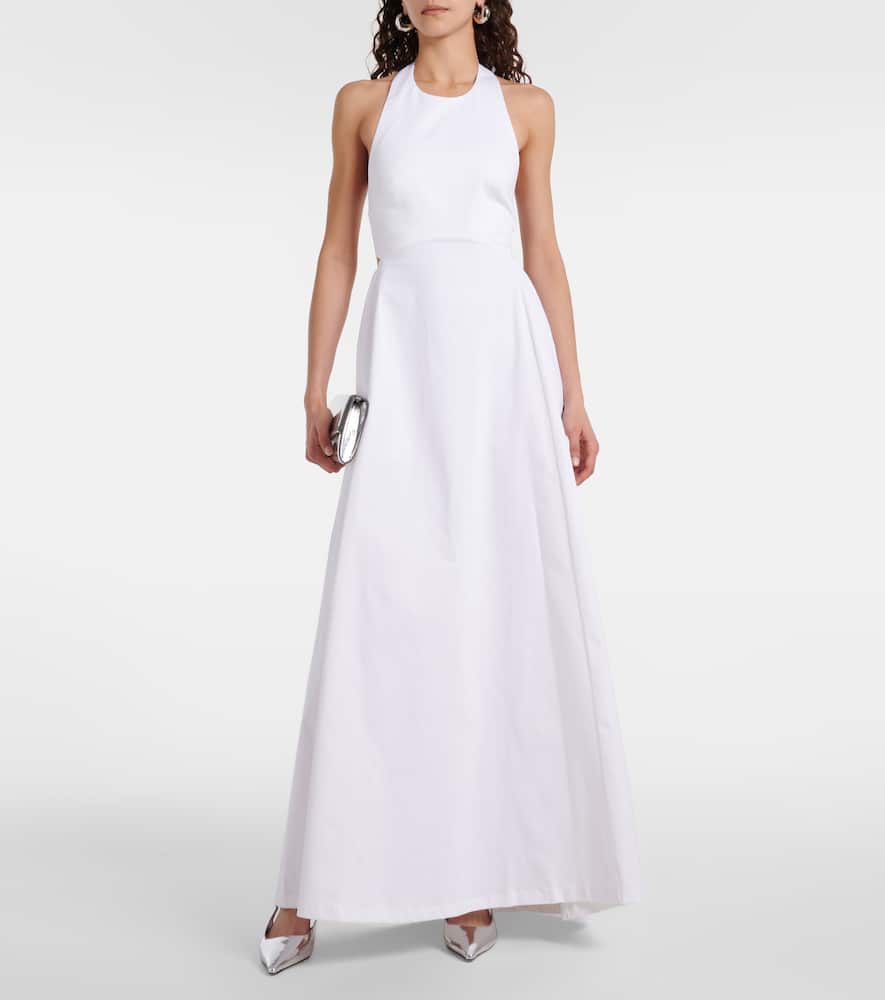 Halterneck cotton-blend maxi dress