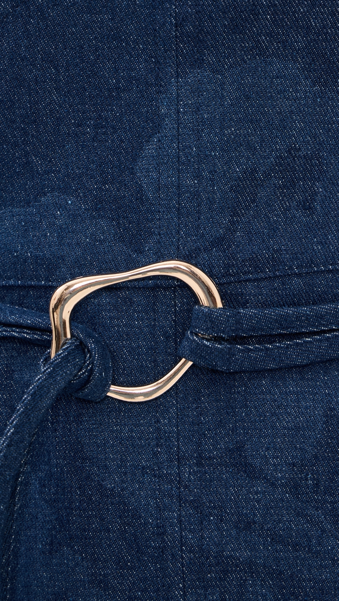 Self Belt Midi Denim Dress Indigo