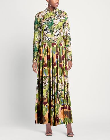 Woman Maxi dress Military green Size L Viscose