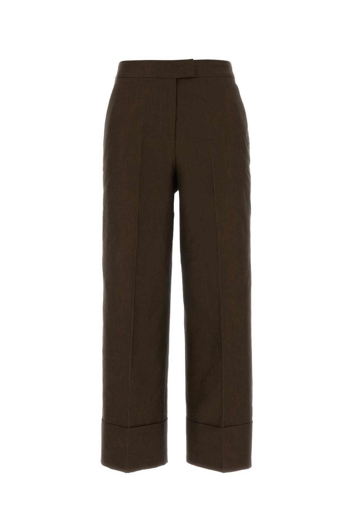 Cotton Linen Trousers — Brown
