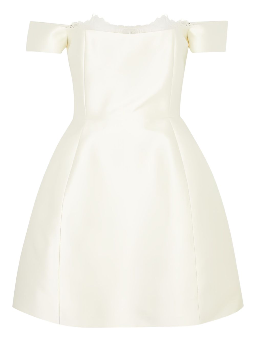 Lace-trimmed satin mini dress - Neutrals