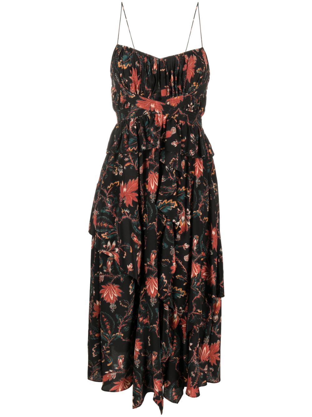 Renata Obsidian-print silk dress - Black