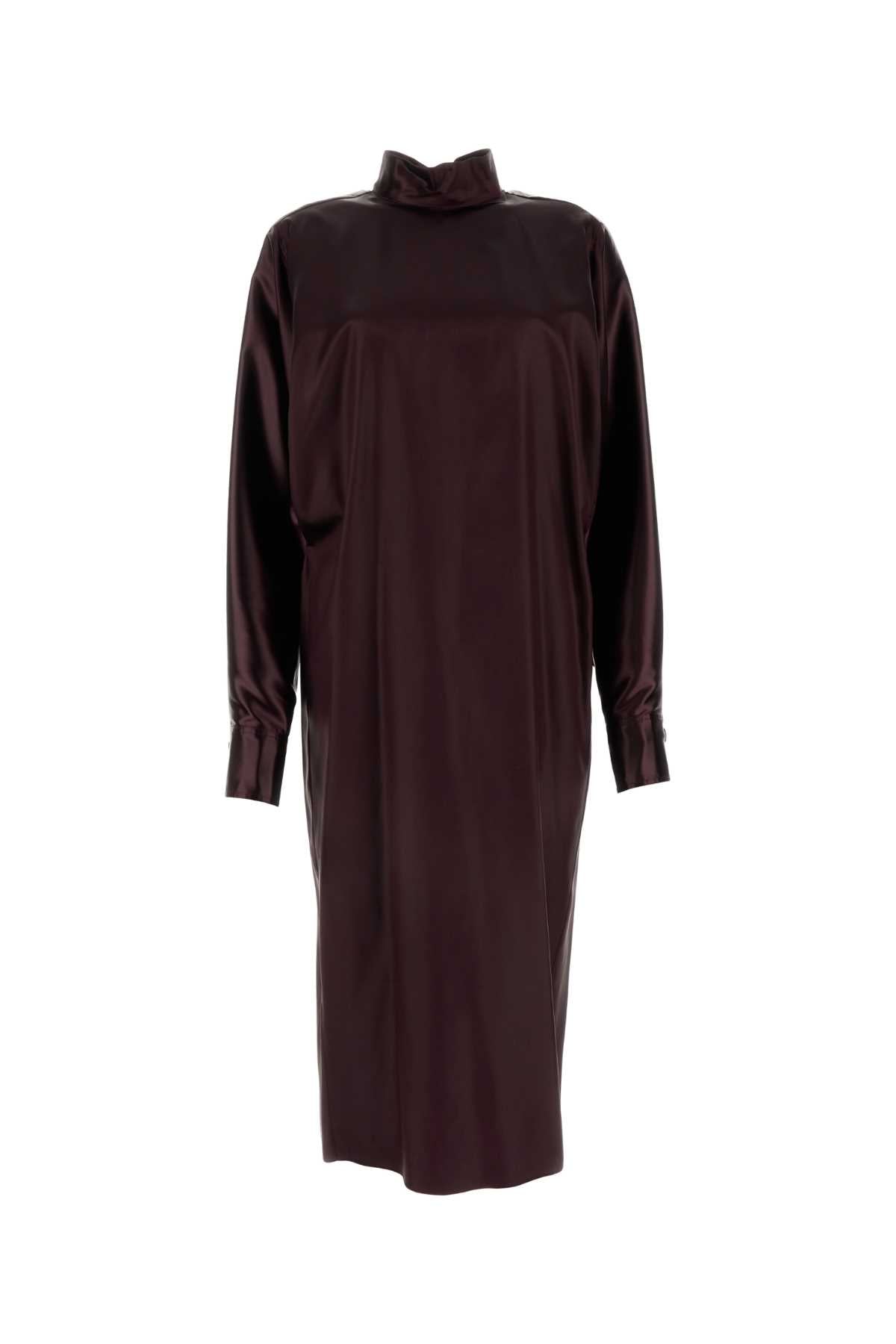 Satin Shift Dress — Burgundy