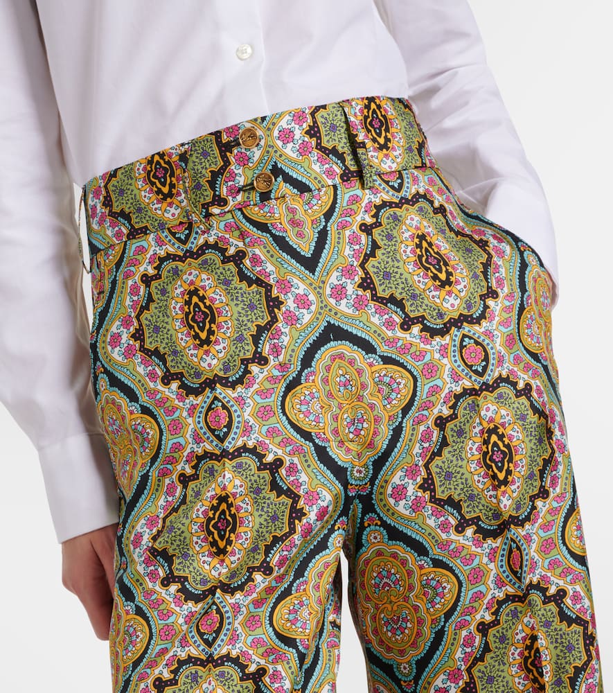 Printed silk wide-leg pants