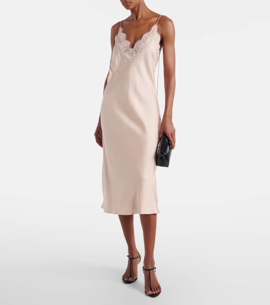 Róhe Lace-trimmed silk satin slip dress