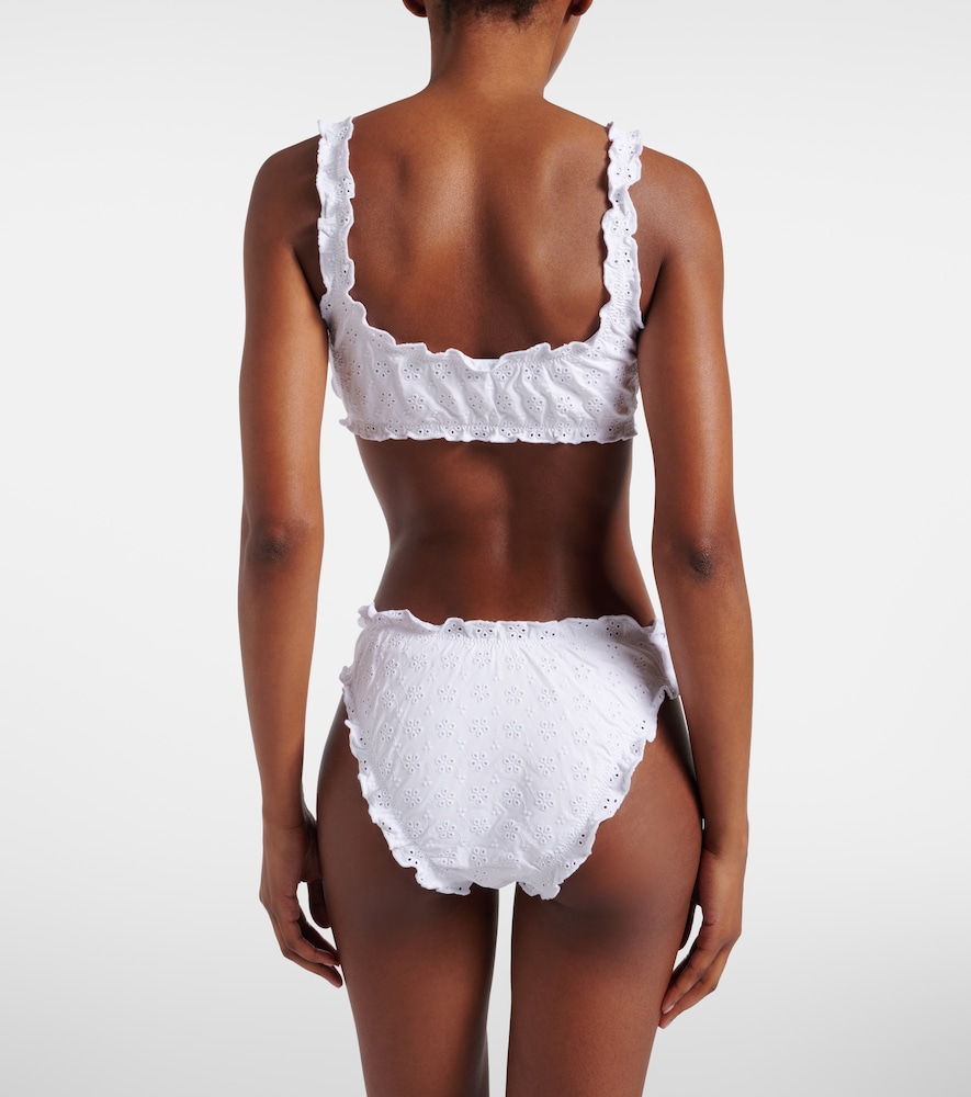 Broderie anglaise ruffled bikini bottoms