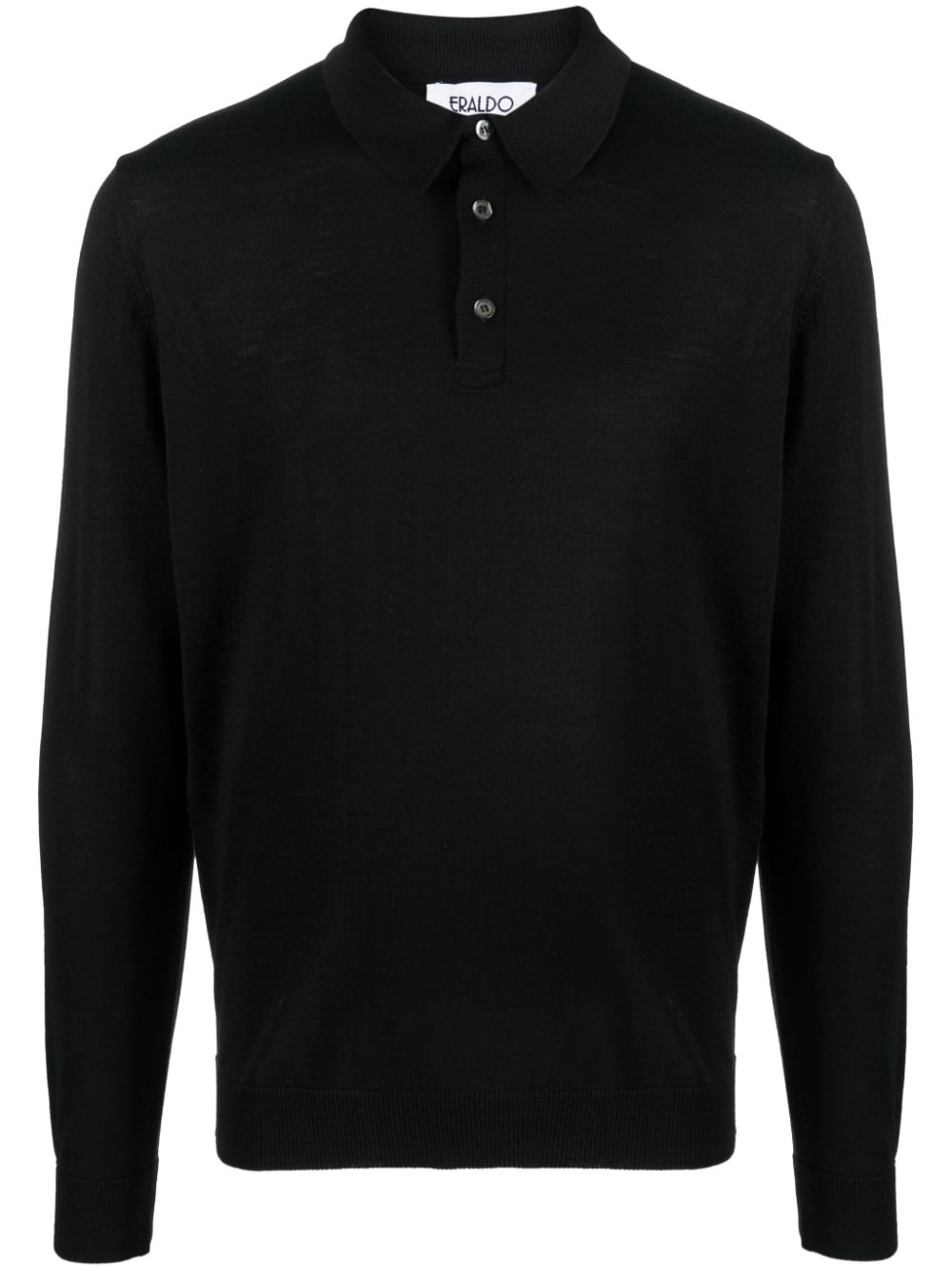 Merino-wool polo shirt - Black