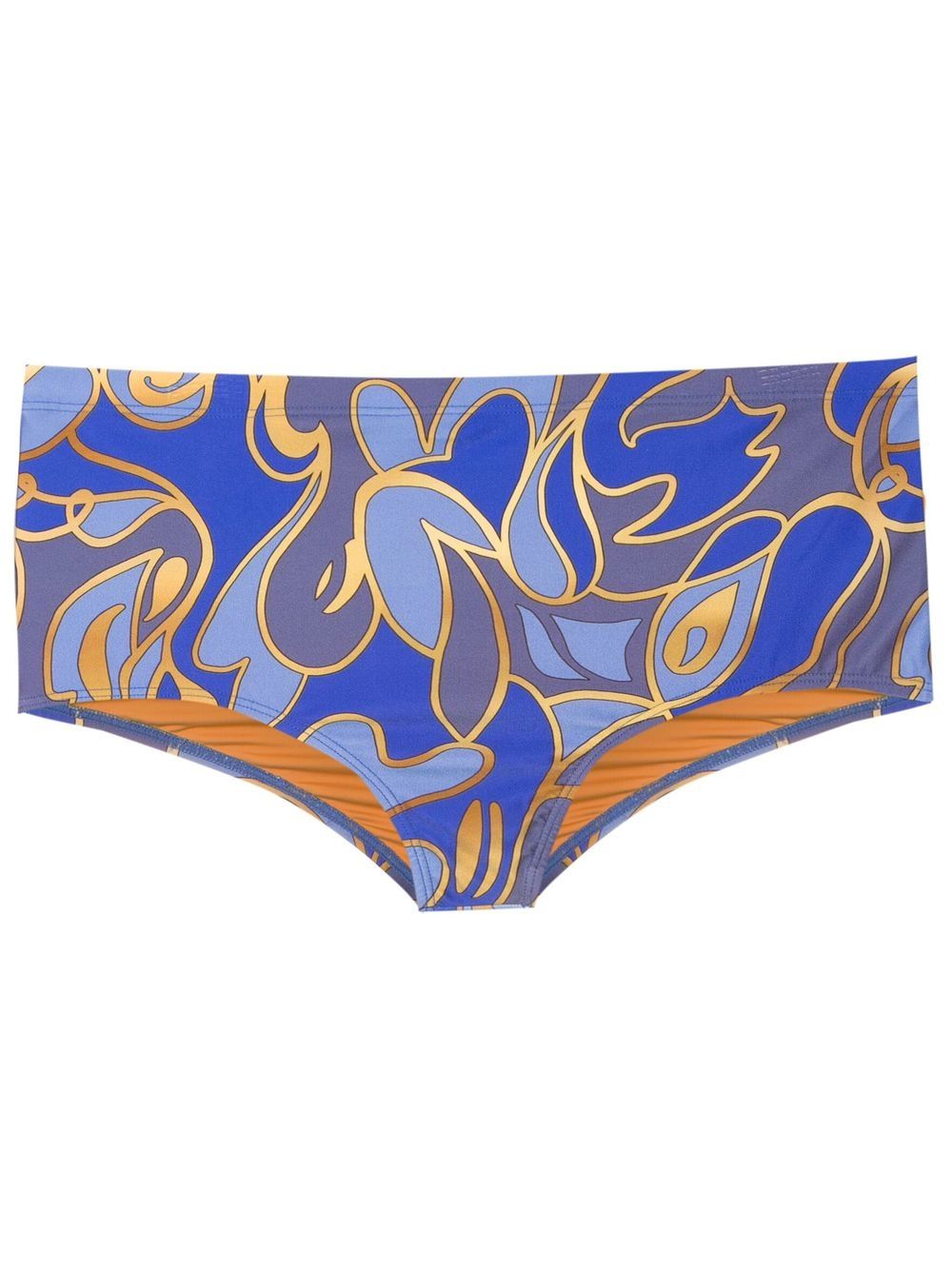 Abstract-print slip-on swim trunks - Blue