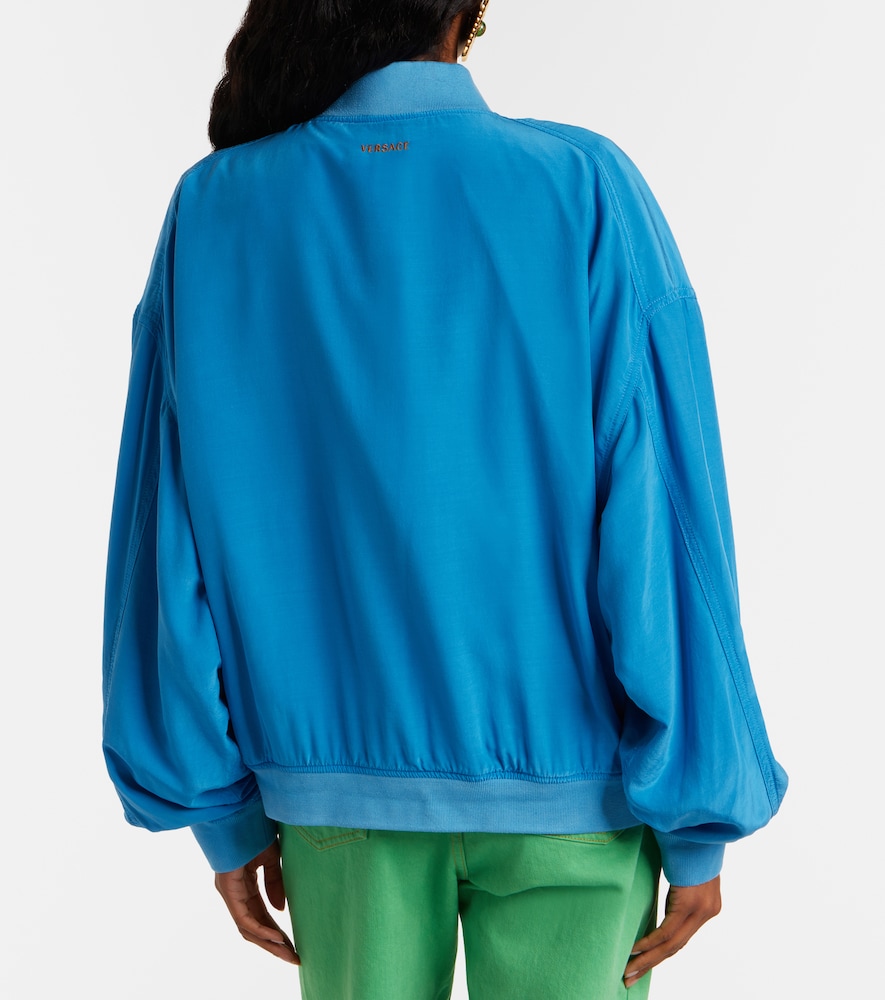 Oversized silk poplin blouson jacket
