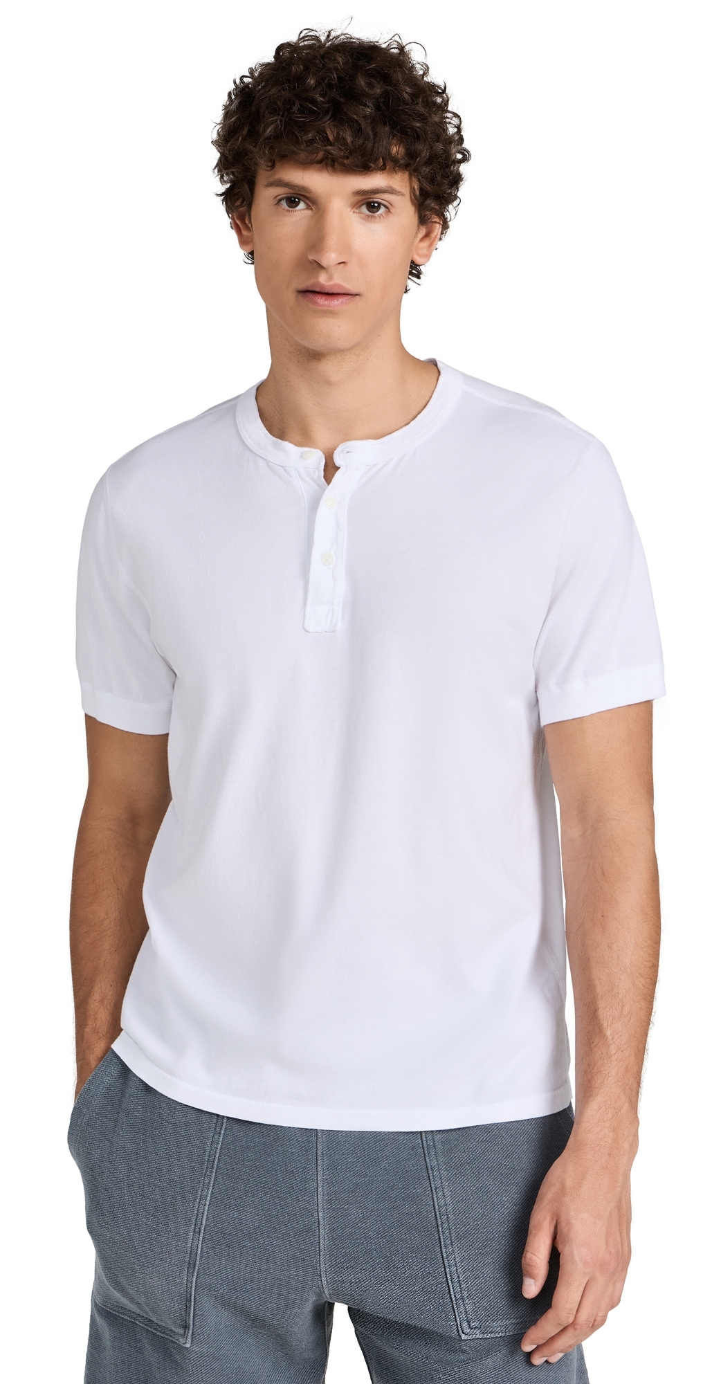 Short Sleeve Supima Henley White