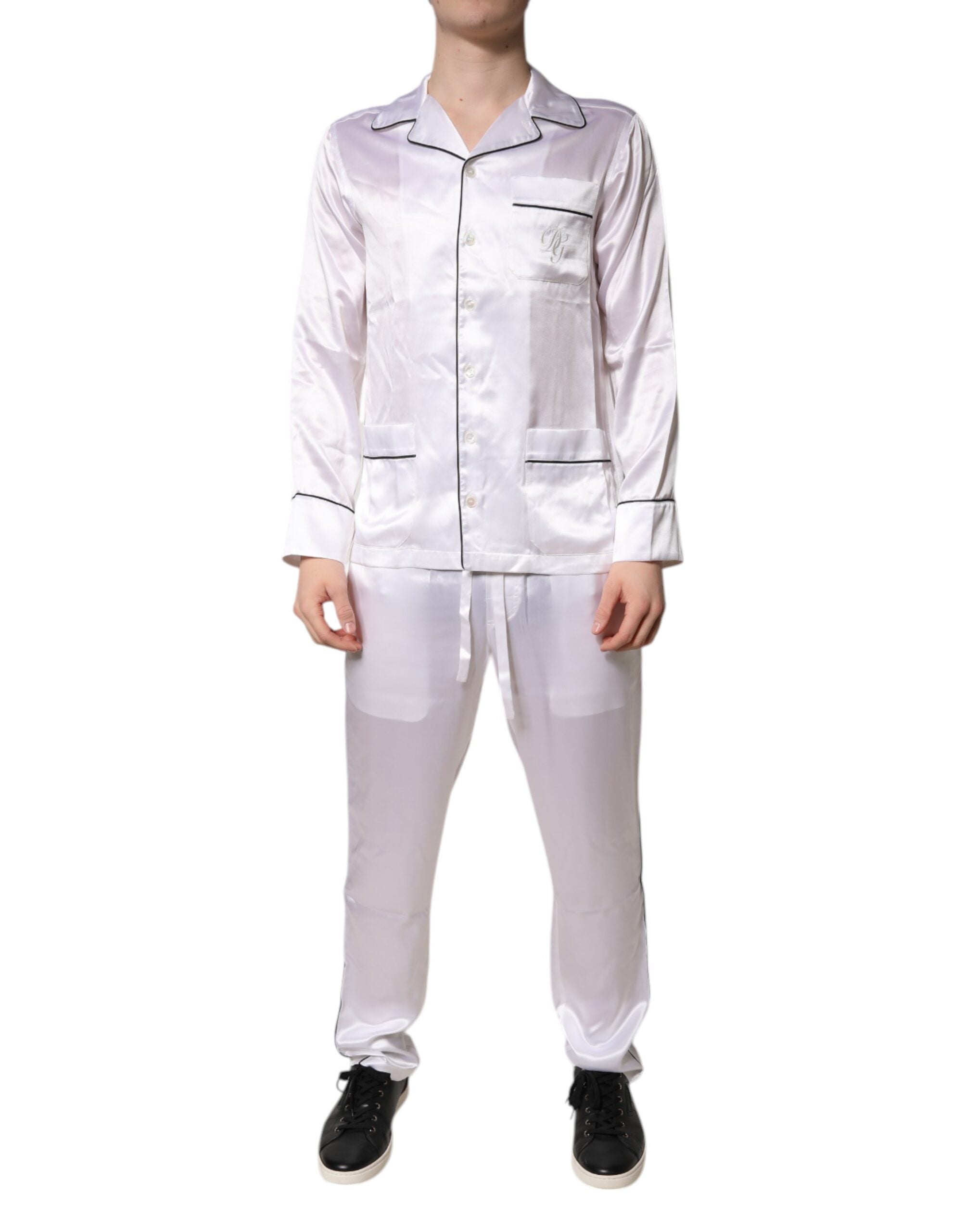 Silk Satin Pajama Set — White