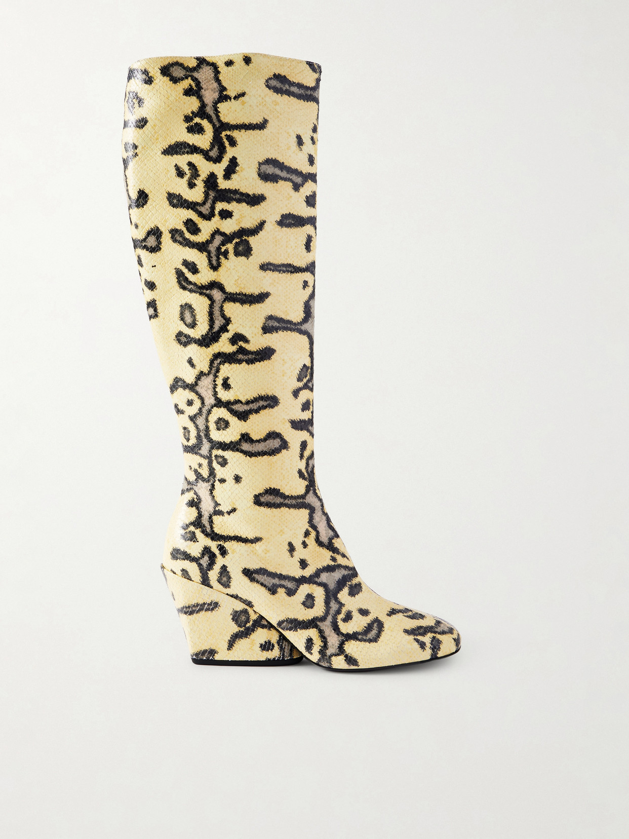 Slant Snake-effect Leather Knee Boots - Animal print